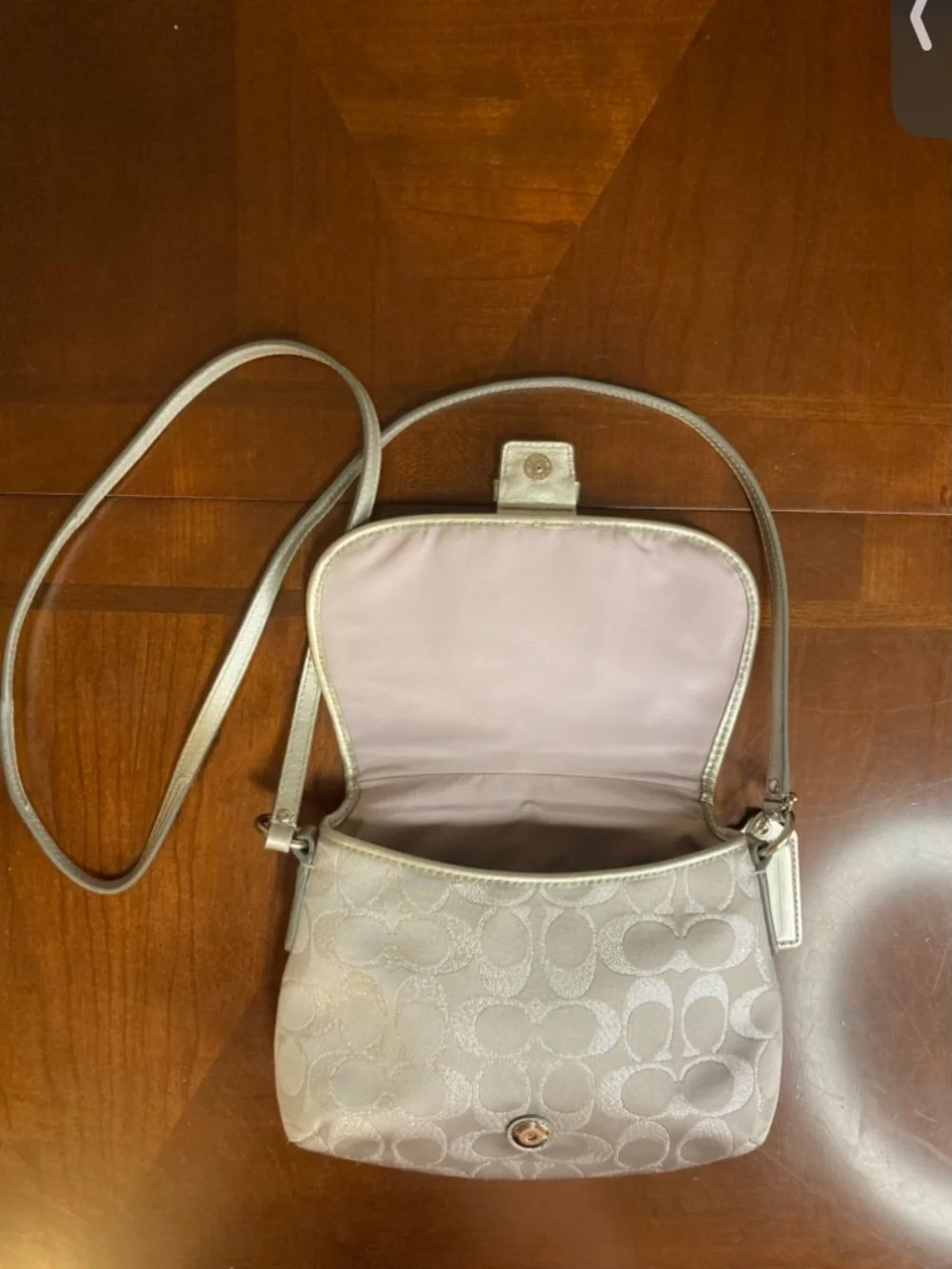Coach Vintage Y2K Soho Flap Crossbody #F18905 Silver Metallic Signature Canvas